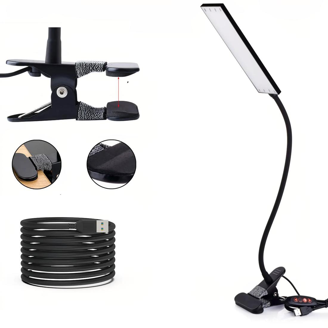 Lampe de bureau flexible à pince – éclairage LED réglable