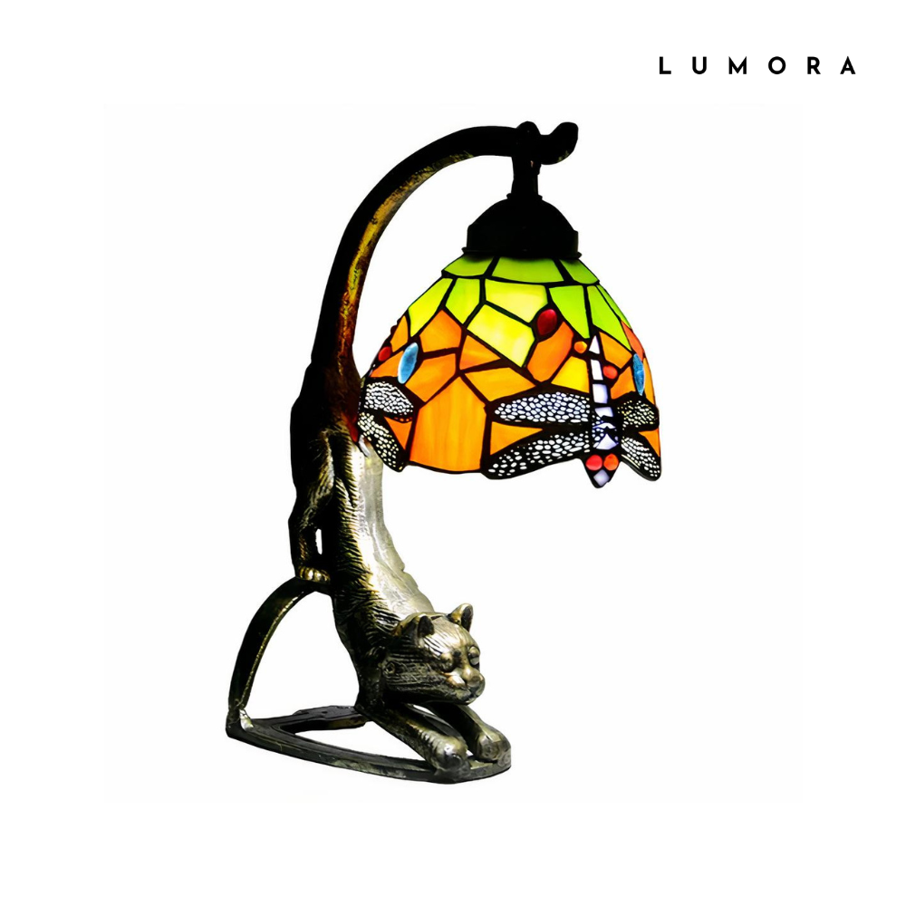 Lampe de table style Tiffany – abat-jour en verre coloré