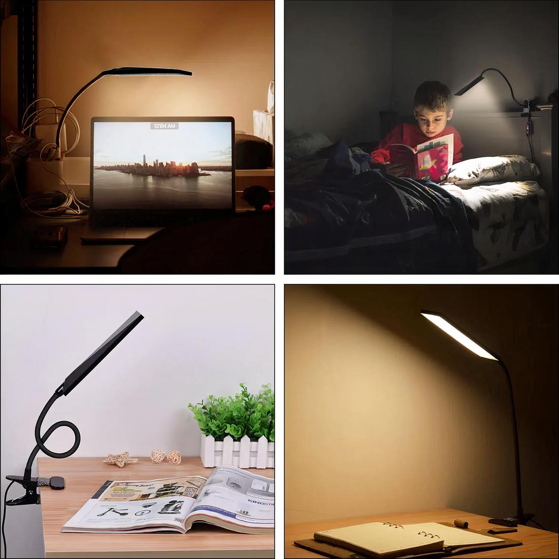 Lampe de bureau flexible à pince – éclairage LED réglable