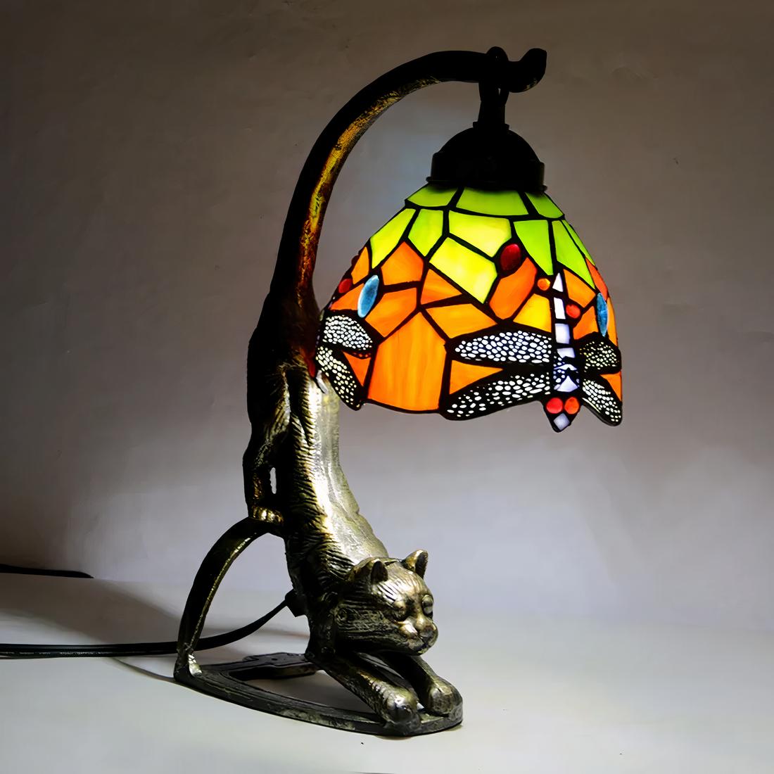 Lampe de table style Tiffany – abat-jour en verre coloré