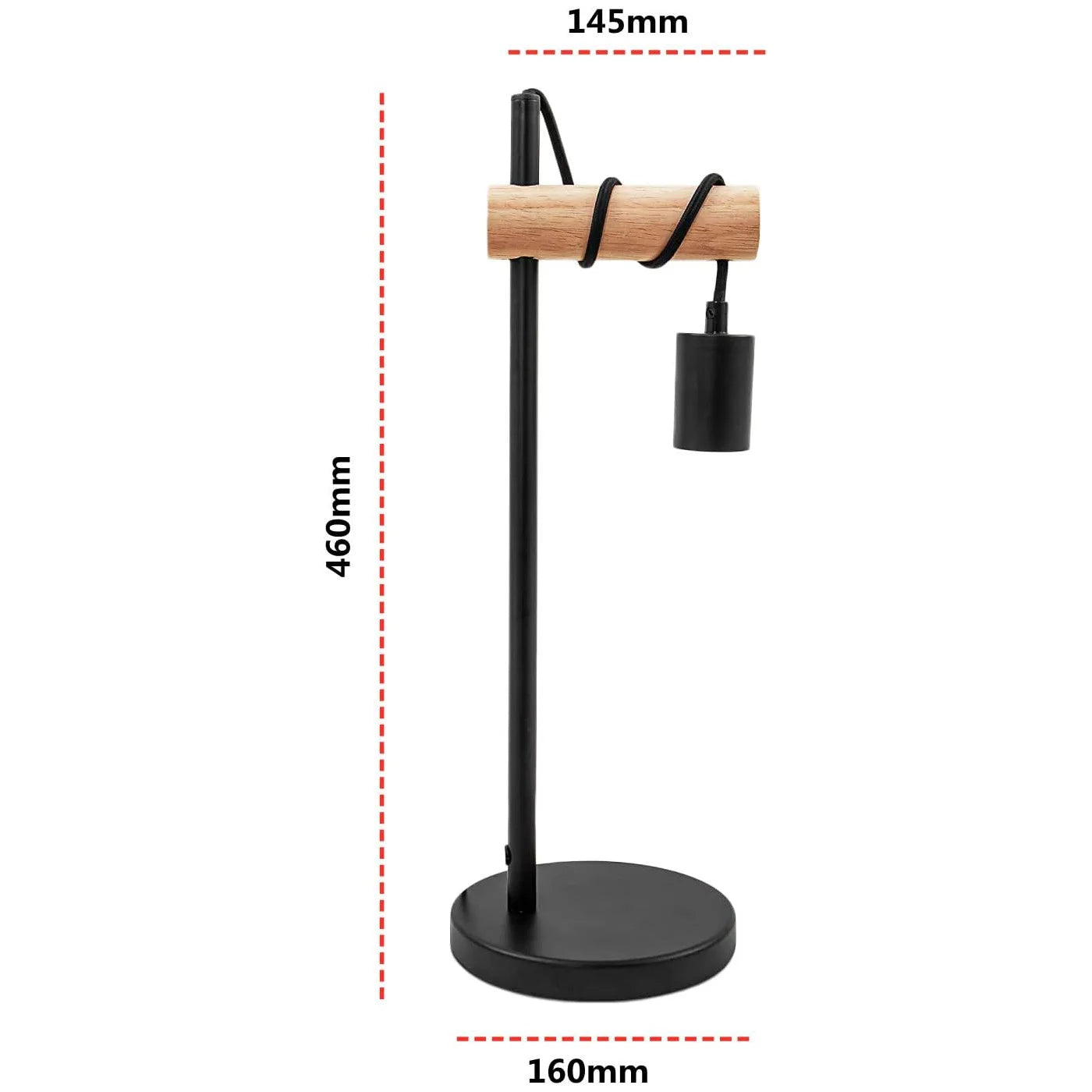 Lampe de bureau design bois et métal – ampoule apparente